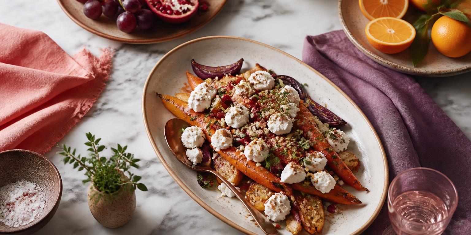 Seasonal roasted vegetable platter styled for the Monthly Table